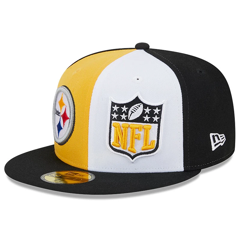 Casquette ajustée 59FIFTY Sideline des Pittsburgh Steelers 2023 New Era pour homme, or/noir
