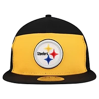 Men's New Era Gold/Black Pittsburgh Steelers Outdoor Split Panel 9FIFTY Snapback Hat