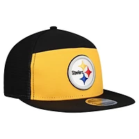 Casquette snapback 9FIFTY extérieure à panneaux fendus New Era pour homme, couleur or/noir, des Pittsburgh Steelers
