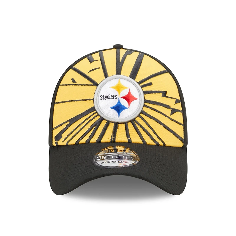 Casquette Flex 39THIRTY Shattered des Pittsburgh Steelers de New Era pour homme, or/noir