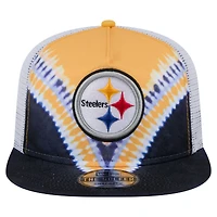 Men's New Era Gold/Black Pittsburgh Steelers Throwback Dye Golfer Snapback Hat
