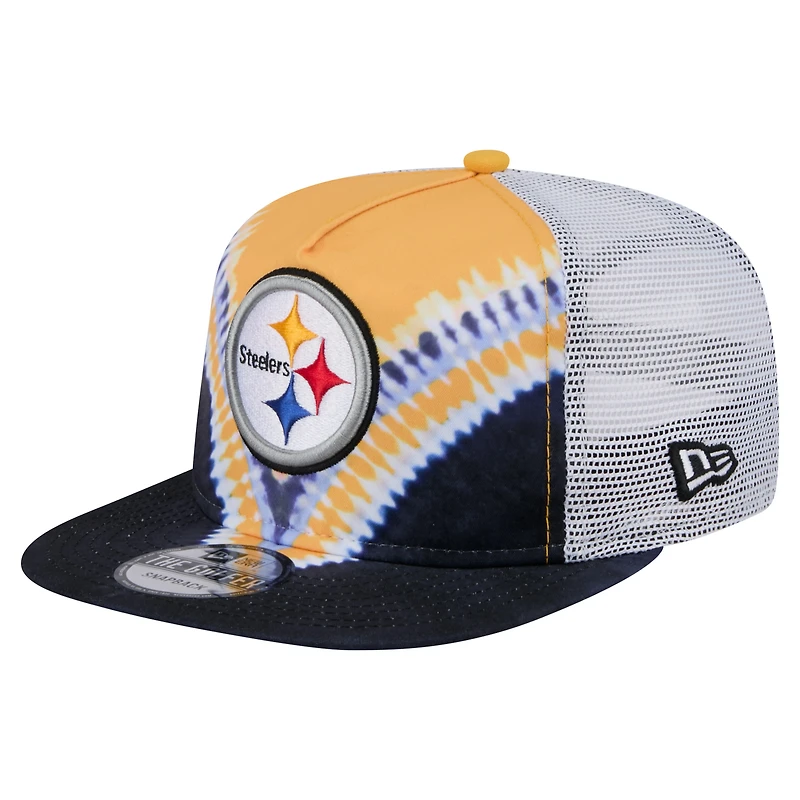 Men's New Era Gold/Black Pittsburgh Steelers Throwback Dye Golfer Snapback Hat