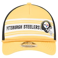Men's New Era  Gold Pittsburgh Steelers  Linear A-Frame 9FORTY Adjustable Hat