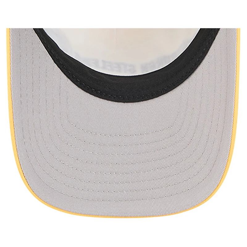 Casquette ajustable New Era 9FORTY Linear A-Frame dorée des Pittsburgh Steelers pour homme