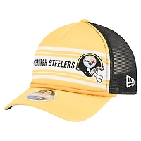 Men's New Era  Gold Pittsburgh Steelers  Linear A-Frame 9FORTY Adjustable Hat