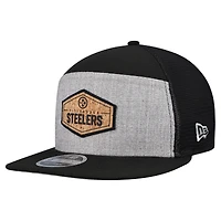 Men's New Era  Gray/Black Pittsburgh Steelers Cork Split Panel 9FIFTY Trucker Snapback Hat