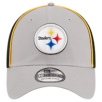 Casquette flexible 39THIRTY Pipe des Pittsburgh Steelers New Era pour hommes, gris/noir