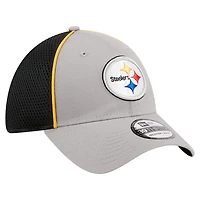 Men's New Era Gray/Black Pittsburgh Steelers  Pipe 39THIRTY Flex Hat