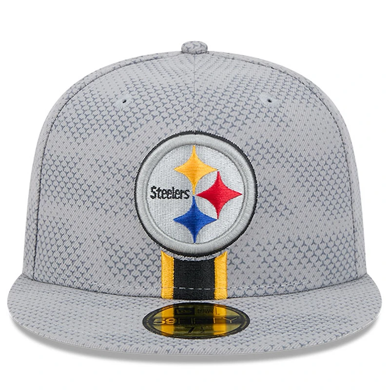 Men's New Era Gray Pittsburgh Steelers 2024 Sideline 59FIFTY Fitted Hat