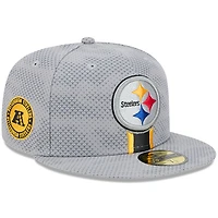 Men's New Era Gray Pittsburgh Steelers 2024 Sideline 59FIFTY Fitted Hat