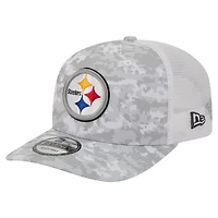 Casquette ajustable New Era grise Pittsburgh Steelers 2025 Salute to Service Fan Pack 9SEVENTY pour homme