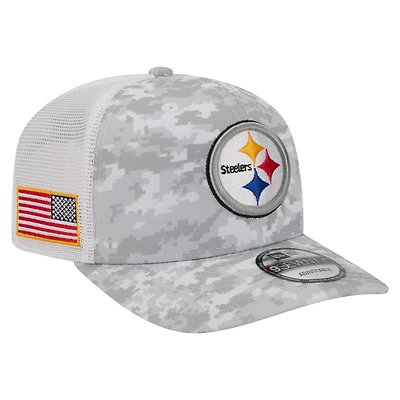 Casquette ajustable New Era grise Pittsburgh Steelers 2025 Salute to Service Fan Pack 9SEVENTY pour homme