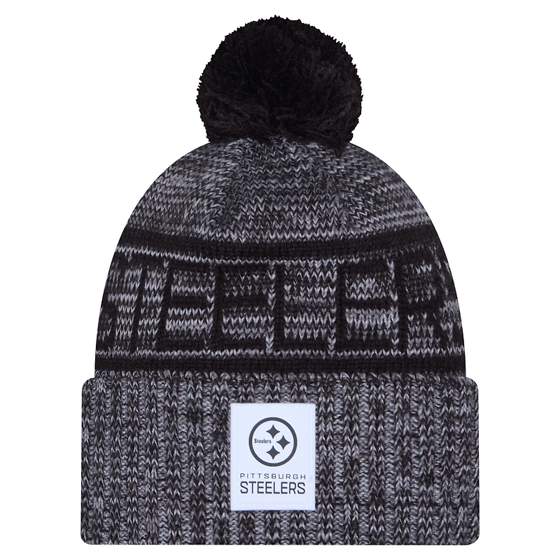 Men's New Era Gray Pittsburgh Steelers 2025 Sideline Cuffed Knit Hat with Pom
