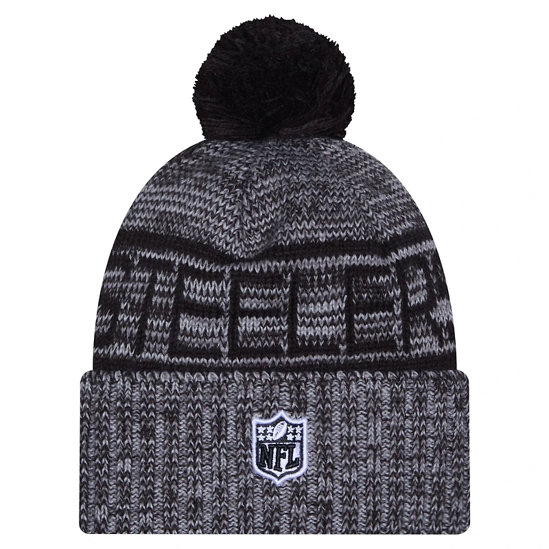 Men's New Era Gray Pittsburgh Steelers 2025 Sideline Cuffed Knit Hat with Pom