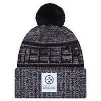 Men's New Era Gray Pittsburgh Steelers 2025 Sideline Cuffed Knit Hat with Pom