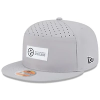 Casquette snapback 9FIFTY grise à panneau fendu des Steelers de Pittsburgh 2025 de New Era pour homme