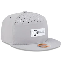 Casquette snapback 9FIFTY grise à panneau fendu des Steelers de Pittsburgh 2025 de New Era pour homme