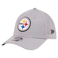 Casquette New Era grise Pittsburgh Steelers 39THIRTY M-Crown Flex Fit pour homme
