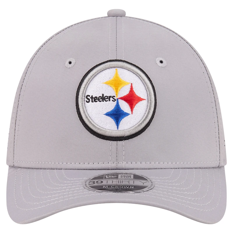 Men's New Era Gray Pittsburgh Steelers 39THIRTY M-Crown Flex Fit Hat