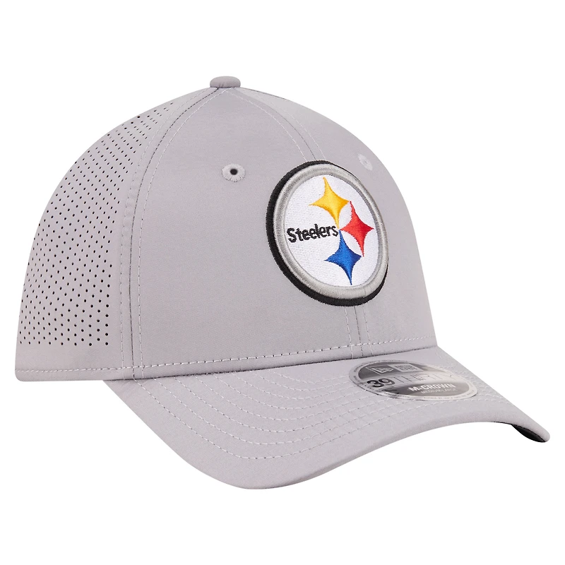 Men's New Era Gray Pittsburgh Steelers 39THIRTY M-Crown Flex Fit Hat