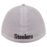 Casquette New Era grise Pittsburgh Steelers 39THIRTY M-Crown Flex Fit pour homme
