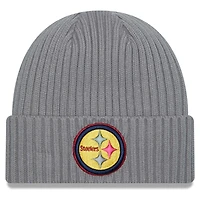 Bonnet en tricot à revers New Era pour hommes, gris chiné, Pittsburgh Steelers Color Pack