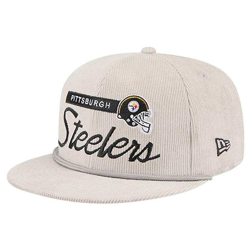 Casquette snapback 9FIFTY en velours côtelé gris New Era pour homme des Pittsburgh Steelers