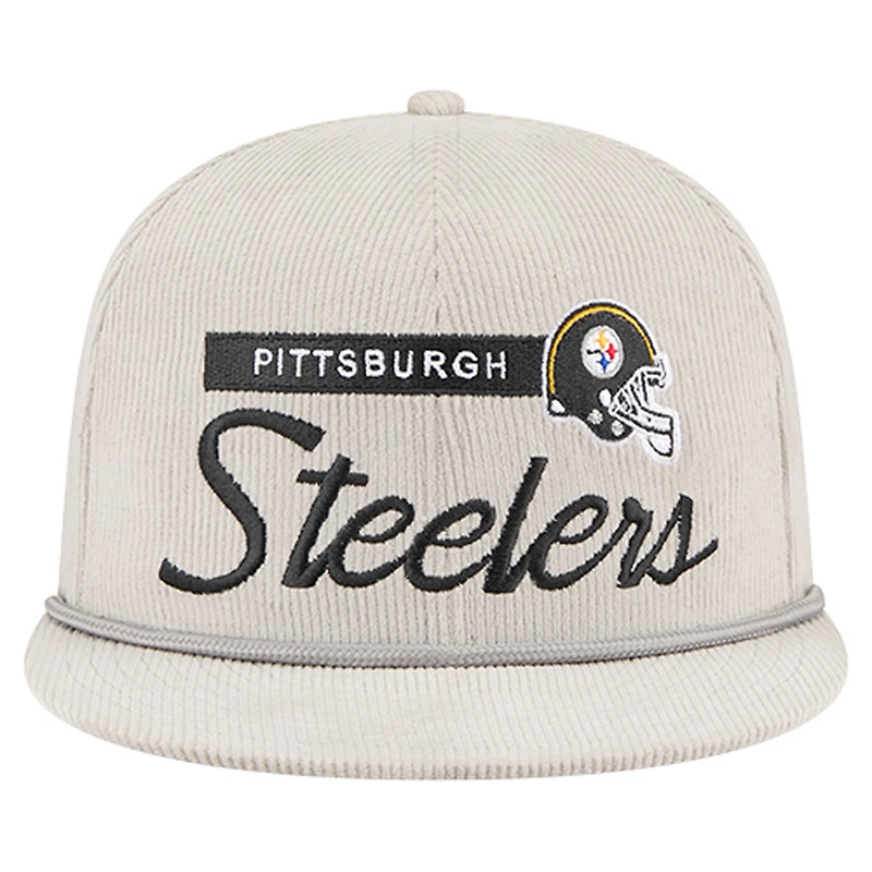Men's New Era Gray Pittsburgh Steelers Cord Rope Corduroy 9FIFTY Snapback Hat