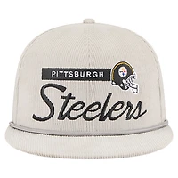 Men's New Era Gray Pittsburgh Steelers Cord Rope Corduroy 9FIFTY Snapback Hat