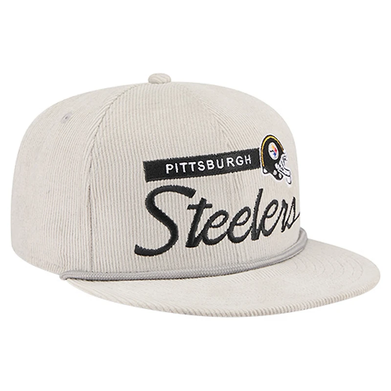Men's New Era Gray Pittsburgh Steelers Cord Rope Corduroy 9FIFTY Snapback Hat