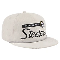 Men's New Era Gray Pittsburgh Steelers Cord Rope Corduroy 9FIFTY Snapback Hat