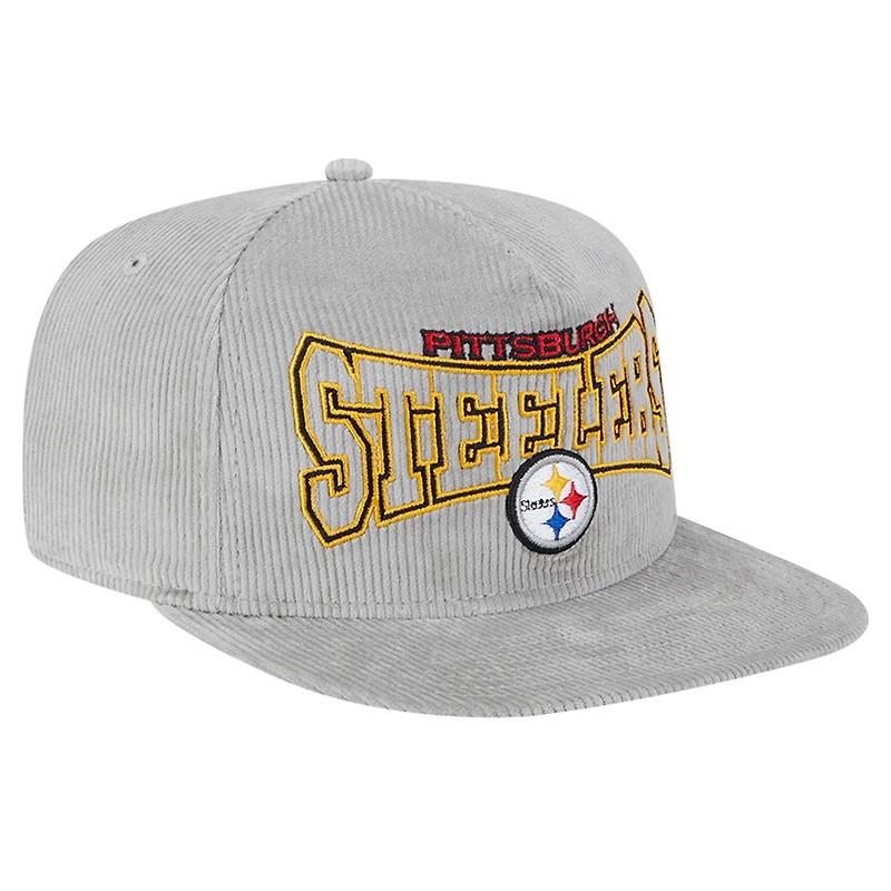 Men's New Era  Gray Pittsburgh Steelers Corduroy Golfer Adjustable Hat