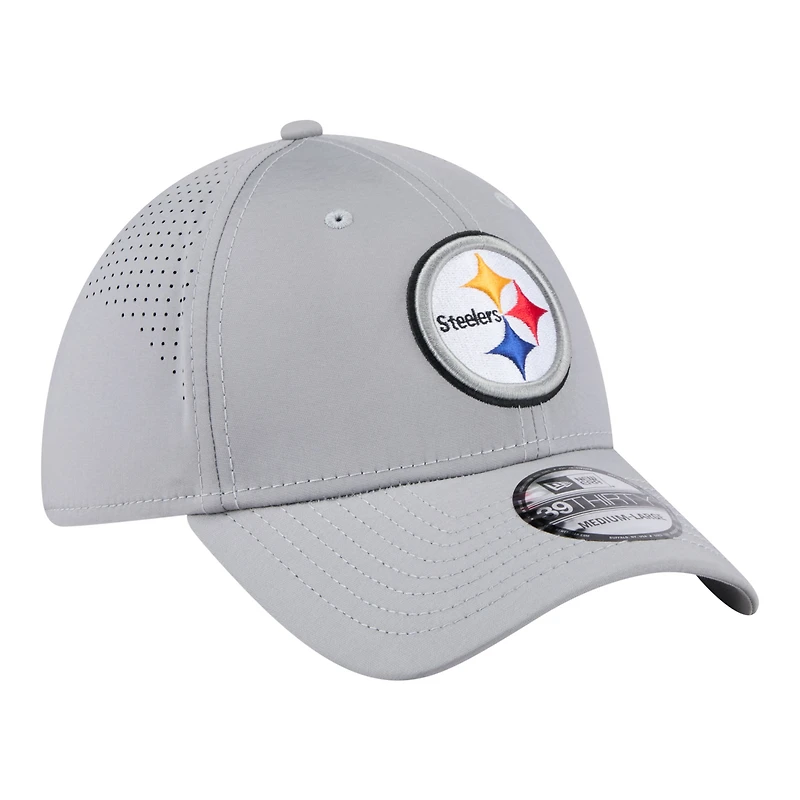 Men's New Era Gray Pittsburgh Steelers Perforated 39THIRTY Flex Hat