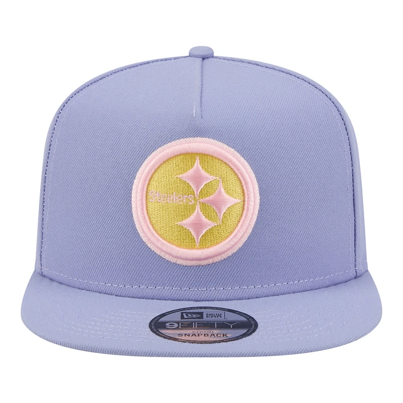 Casquette snapback New Era 9FIFTY Bloom A-Frame pour homme, couleur lavande, Pittsburgh Steelers