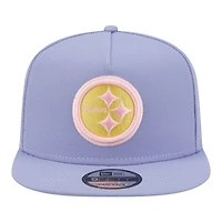 Casquette snapback New Era 9FIFTY Bloom A-Frame pour homme, couleur lavande, Pittsburgh Steelers