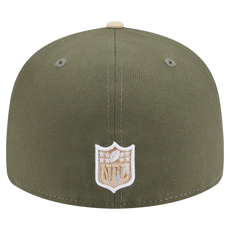 Men's New Era Light Beige/Olive Pittsburgh Steelers Two-Tone Color Pack Split Panel 59FIFTY Fitted Hat