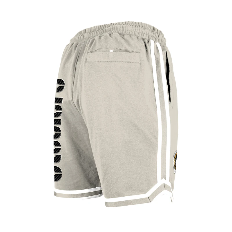 Men's New Era Light Beige Pittsburgh Steelers Stone Multi Patch Shorts