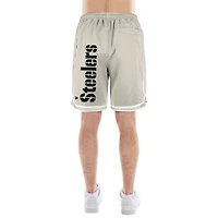 Men's New Era Light Beige Pittsburgh Steelers Stone Multi Patch Shorts