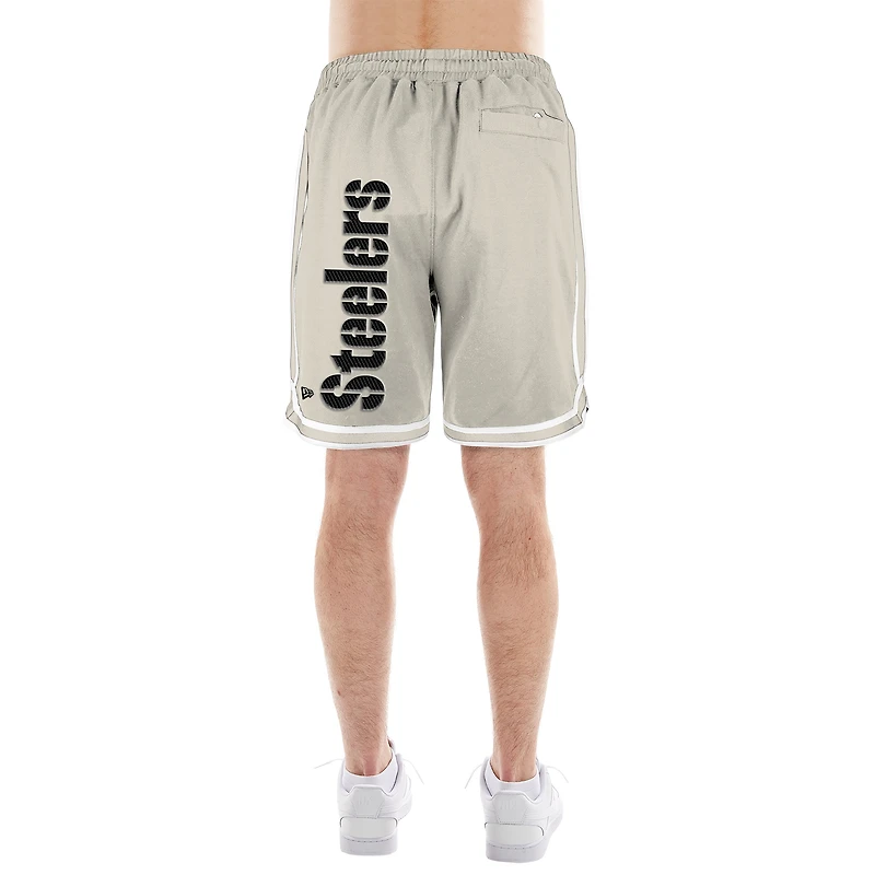 Short beige clair à patchs multiples Stone des Pittsburgh Steelers pour homme New Era