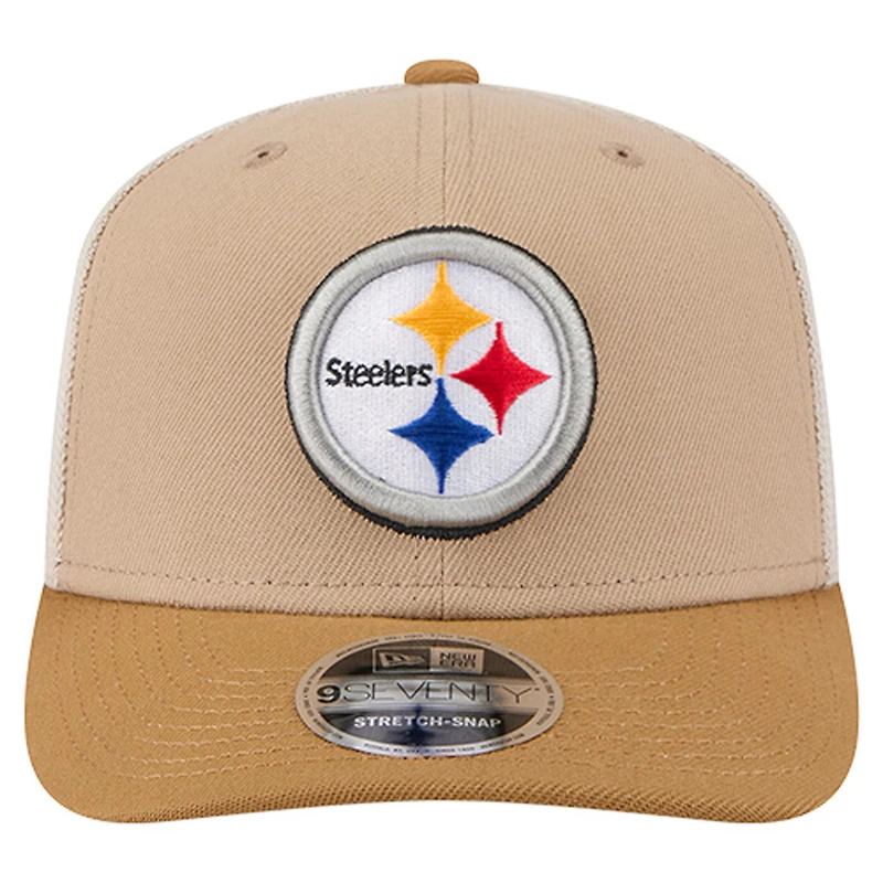 Men's New Era Light Beige Pittsburgh Steelers  Two-Tone Trucker 9SEVENTY Adjustable Hat