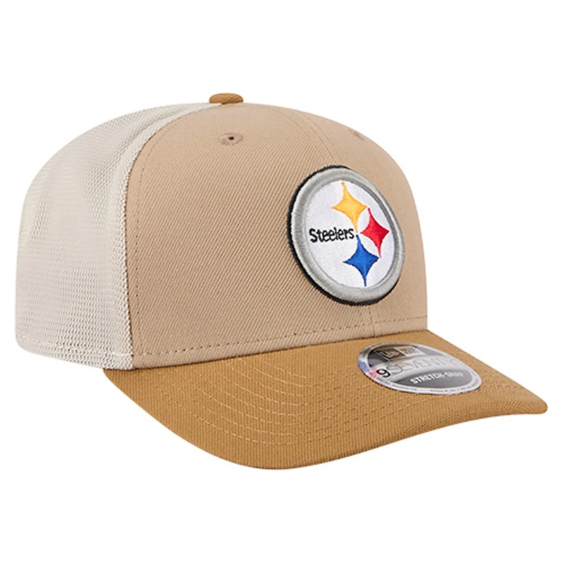 Men's New Era Light Beige Pittsburgh Steelers  Two-Tone Trucker 9SEVENTY Adjustable Hat