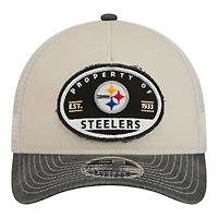 Casquette ajustable New Era Natural Pittsburgh Steelers 9FORTY pour homme, modèle Frayed M-Crown A-Frame.