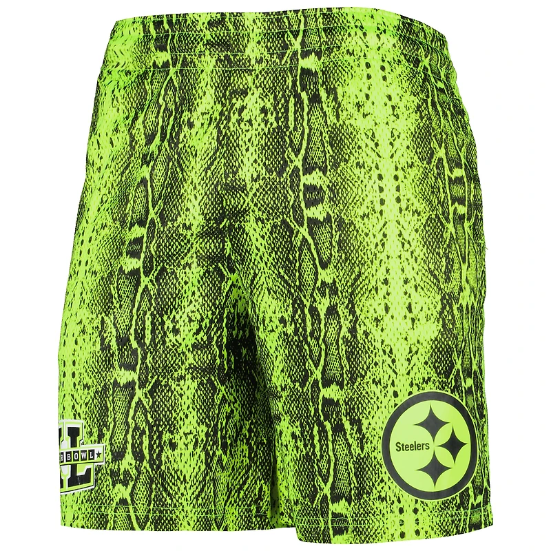 Men's New Era Neon Green Pittsburgh Steelers Summer Pop Shorts