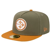 Casquette ajustée A-Frame 59FIFTY pour homme New Era, olive/marron, Pittsburgh Steelers Color Pack