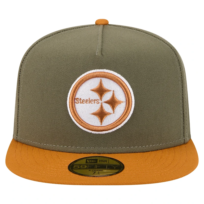 Men's New Era  Olive/Brown Pittsburgh Steelers Color Pack A-Frame 59FIFTY Fitted Hat