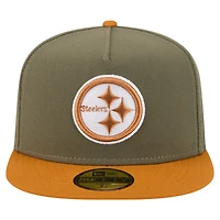 Men's New Era  Olive/Brown Pittsburgh Steelers Color Pack A-Frame 59FIFTY Fitted Hat