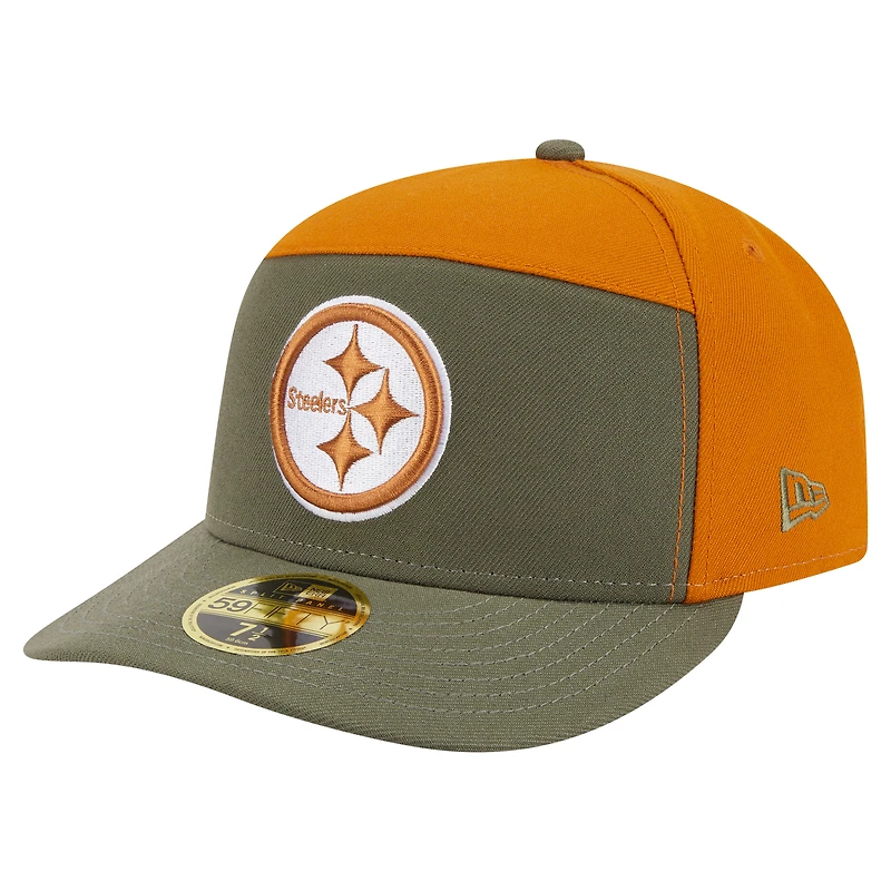 Men's New Era Olive/Brown Pittsburgh Steelers Two-Tone Color Pack Split Panel 59FIFTY Fitted Hat