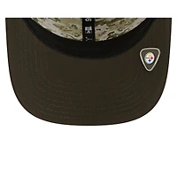 Casquette ajustable 9SEVENTY olive Pittsburgh Steelers 2025 Salute to Service pour homme de New Era