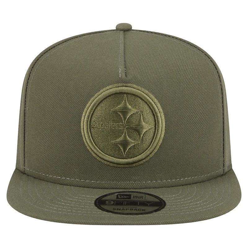Casquette snapback A-Frame 9FIFTY olive Pittsburgh Steelers pour homme New Era