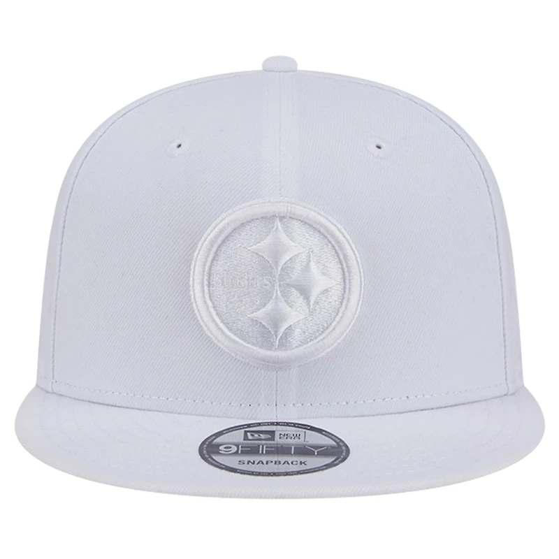 Men's New Era Pittsburgh Steelers Main White on White 9FIFTY Snapback Hat